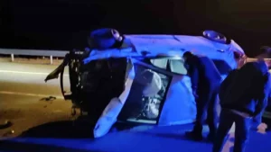 Kayseri Bünyan’da Trafik Kazası: Kontrolden Çıkan Otomobil Yan Yattı
